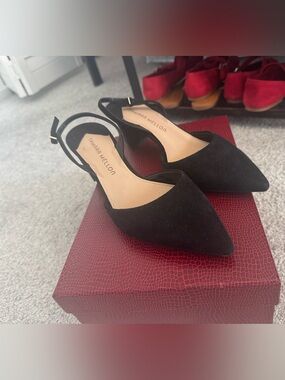 Tamara Mellon slingback block suede kitten heel 7/37